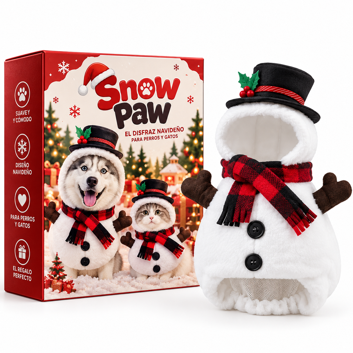 Disfraz de Muñeco de Nieve para Perros y Gatos